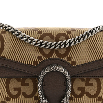 Gucci Monogram Jumbo GG Textured Dollar Calfskin Small Dionysus Shoulder Bag Camel Ebony New Acero 7 of 11