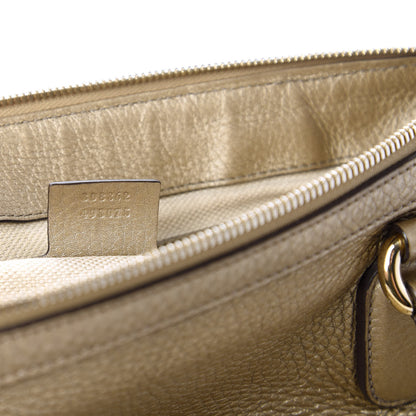 Gucci Metallic Cellarius Calfskin Small Soho Top Handle Satchel Golden Beige 9 of 10