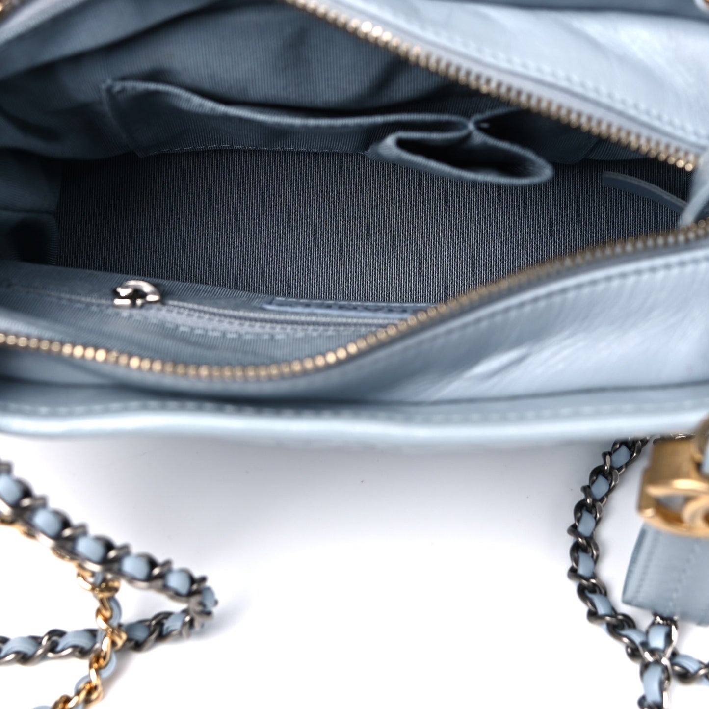 Aged Calfskin Quilted Small Gabrielle Hobo Light Blue