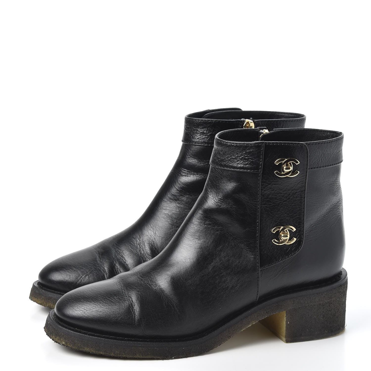 Chanel Calfskin CC Turnlock Ankle Boots 39 Black 3 of 10