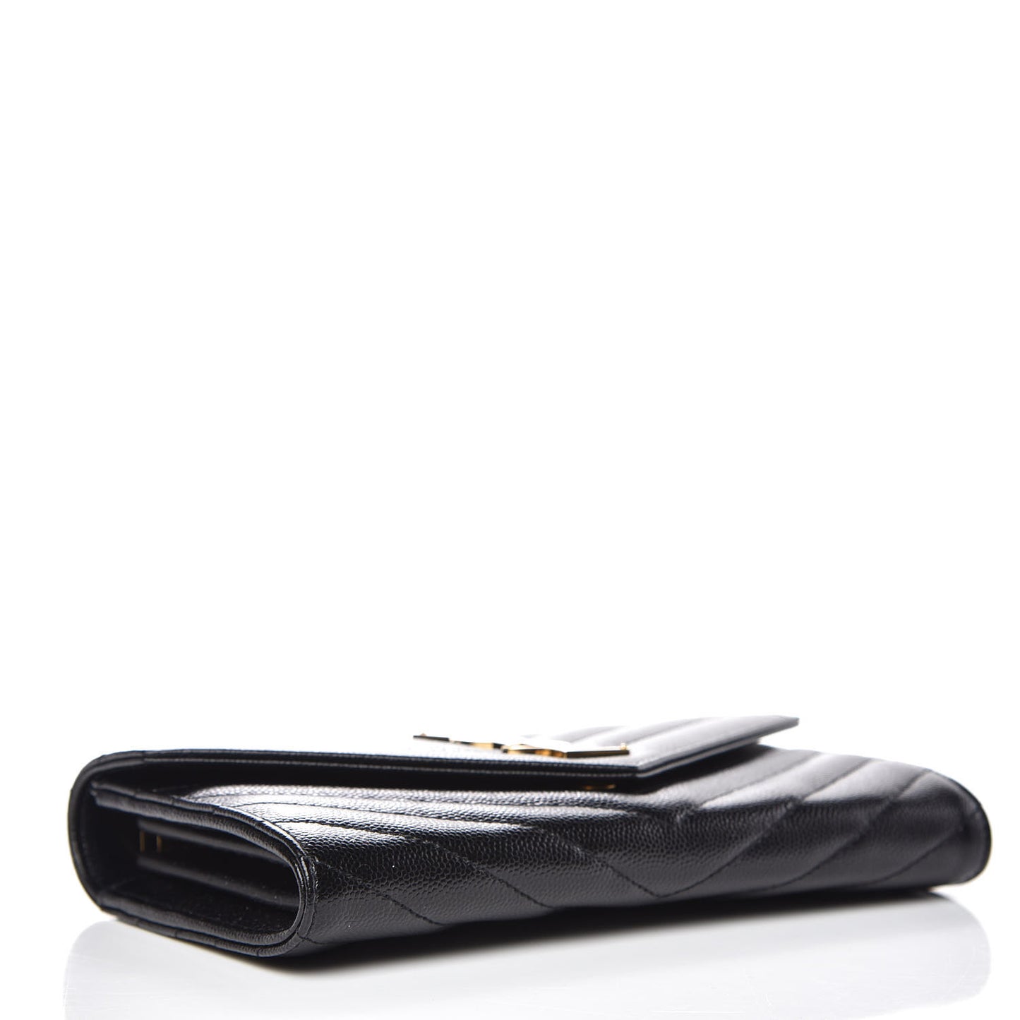 Grain De Poudre Matelasse Chevron Monogram Flap Wallet Black