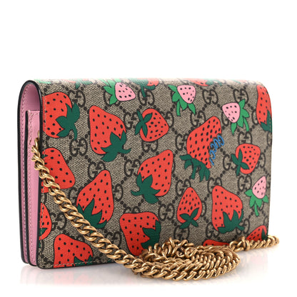 Gucci GG Supreme Monogram Strawberry Chain Wallet 3 of 10
