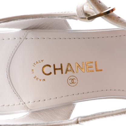 Chanel Lambskin Camellia Sandals 39 White 10 of 10