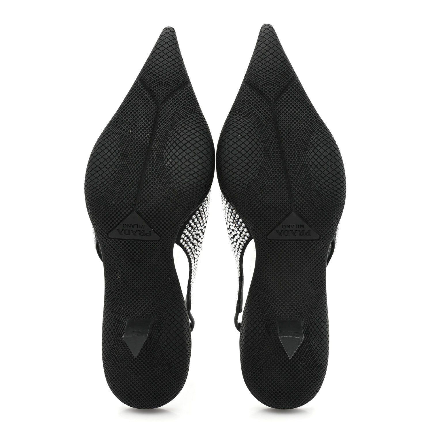 Prada Satin Crystal Logo 45mm Slingback Pumps 37 Cristal 5 of 10