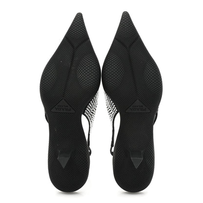 Prada Satin Crystal Logo 45mm Slingback Pumps 37 Cristal 5 of 10