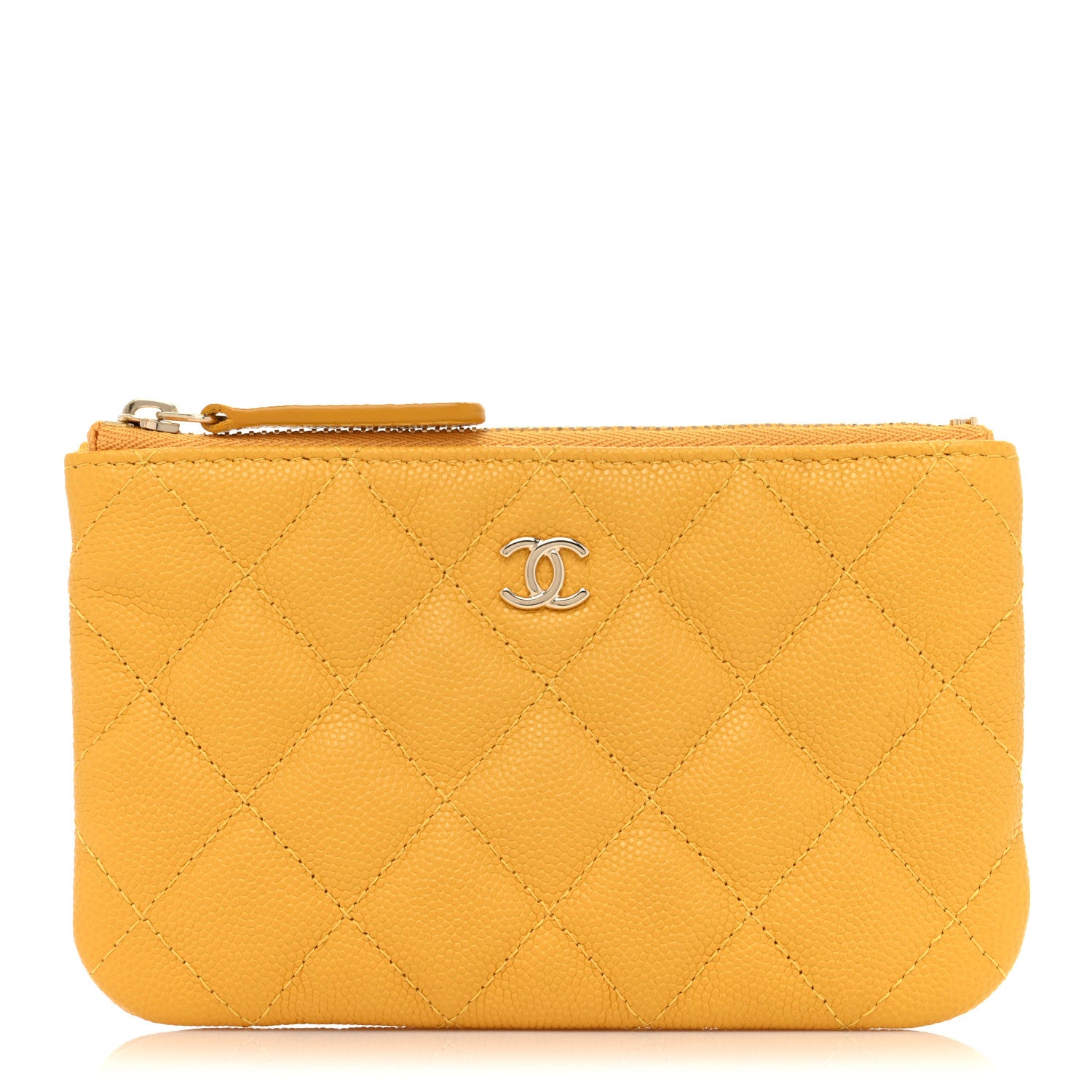 Chanel Caviar Quilted Small Cosmetic Case Yellow 1 of 9