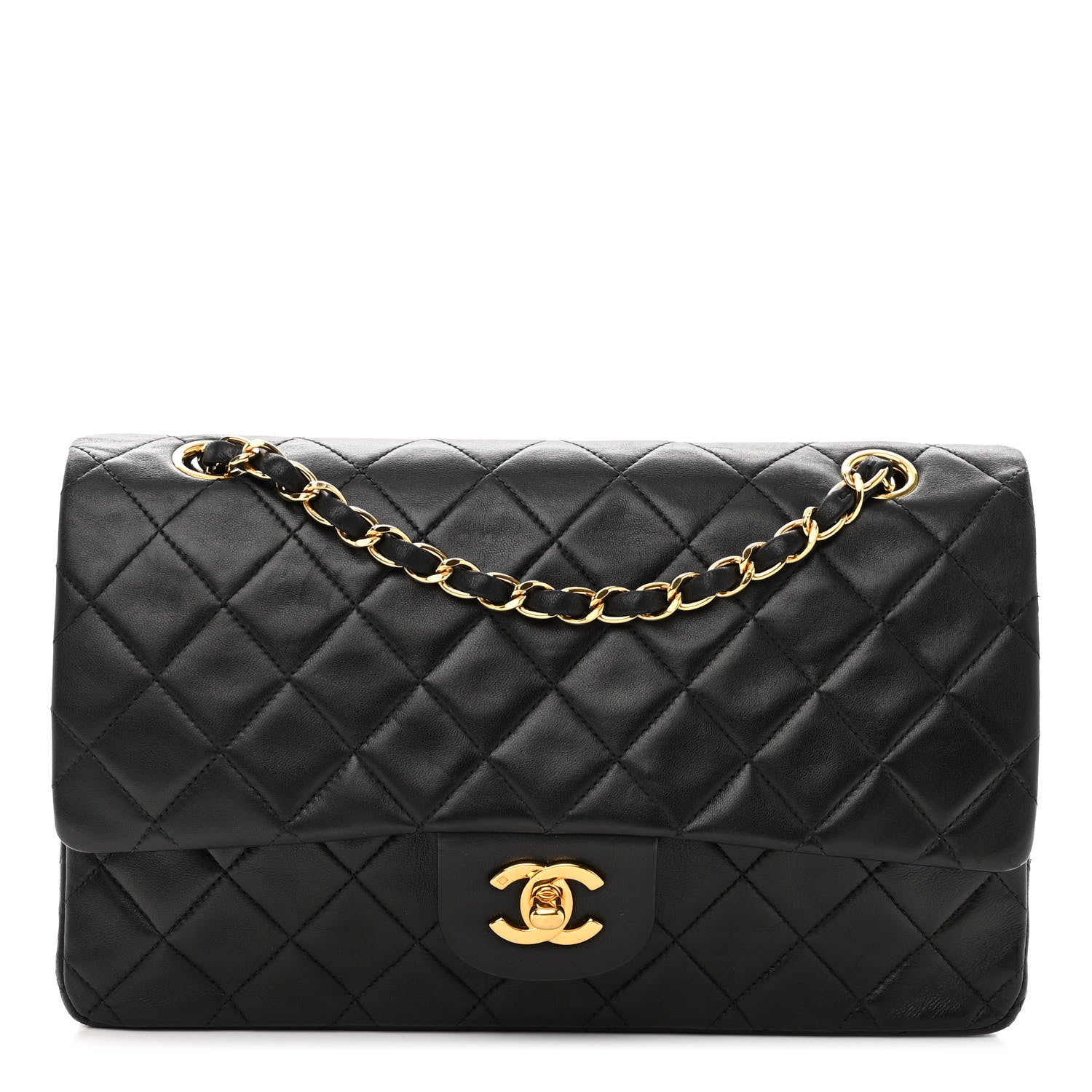 Chanel Lambskin Quilted Medium Double Flap Black 1 of 9