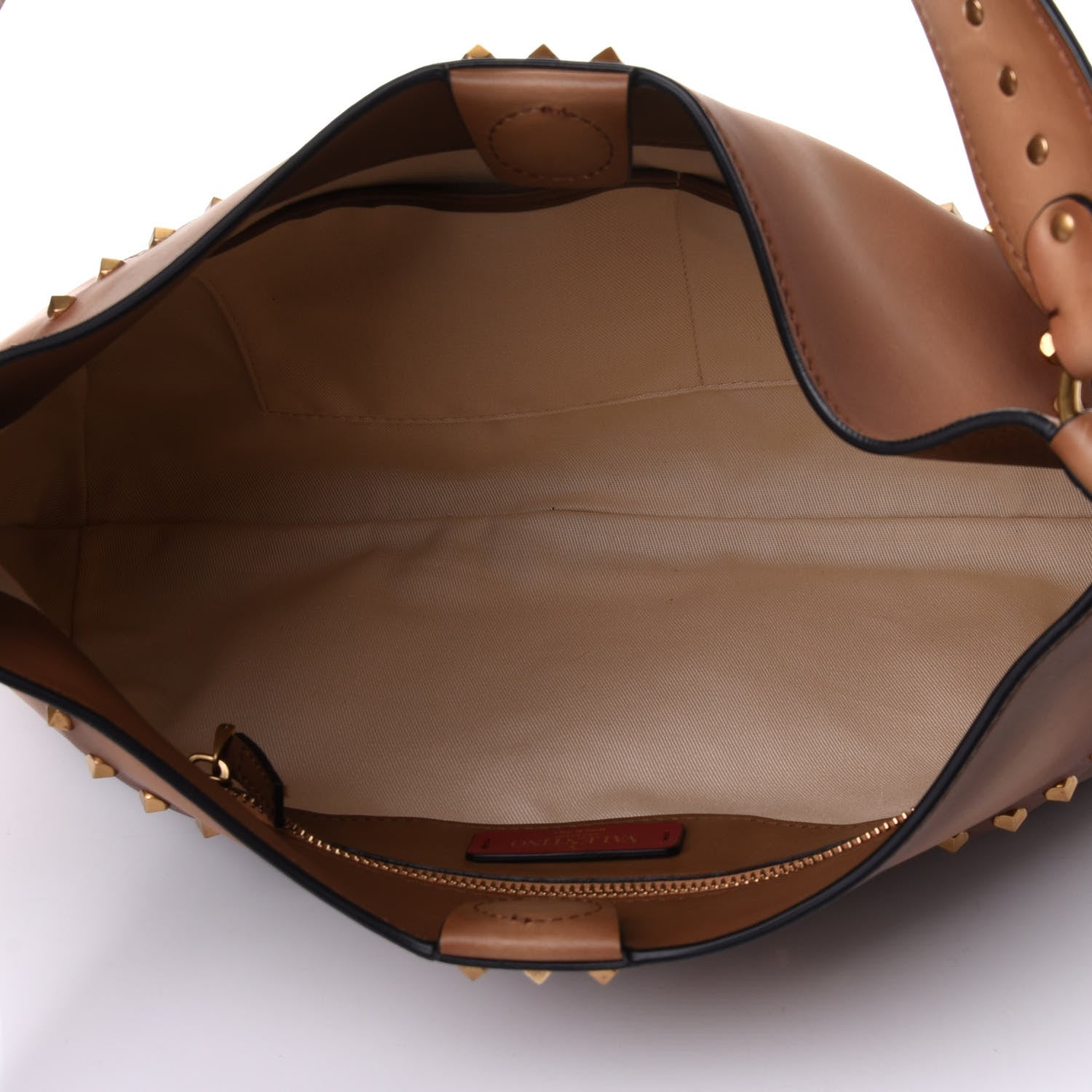 Valentino Garavani Buffed Calfskin Medium Twinkle Studs Hobo Camel 4 of 4