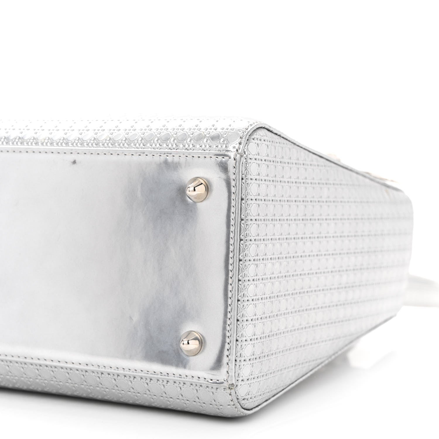 Christian Dior Metallic Patent Micro-Cannage Medium Lady Dior Silver 10 of 13