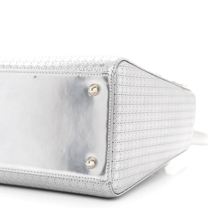 Christian Dior Metallic Patent Micro-Cannage Medium Lady Dior Silver 10 of 13