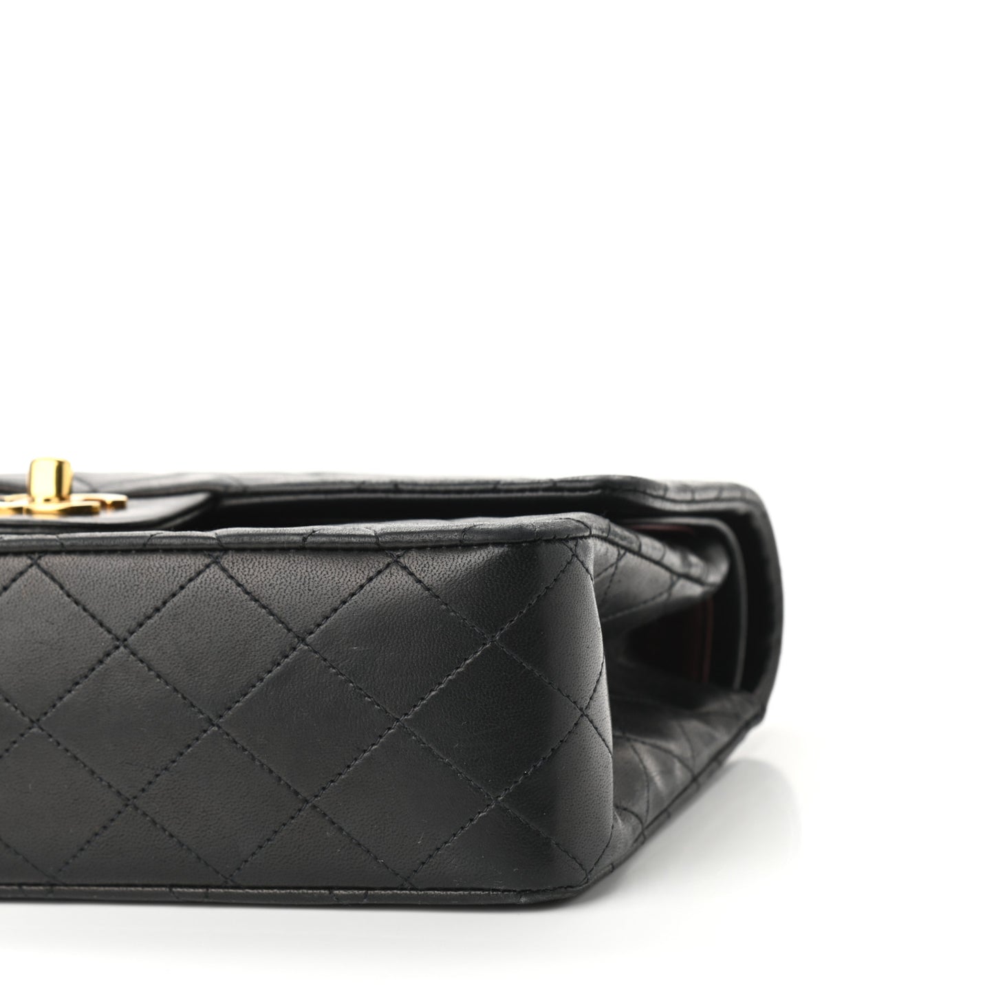 Lambskin Quilted Medium Double Flap Black