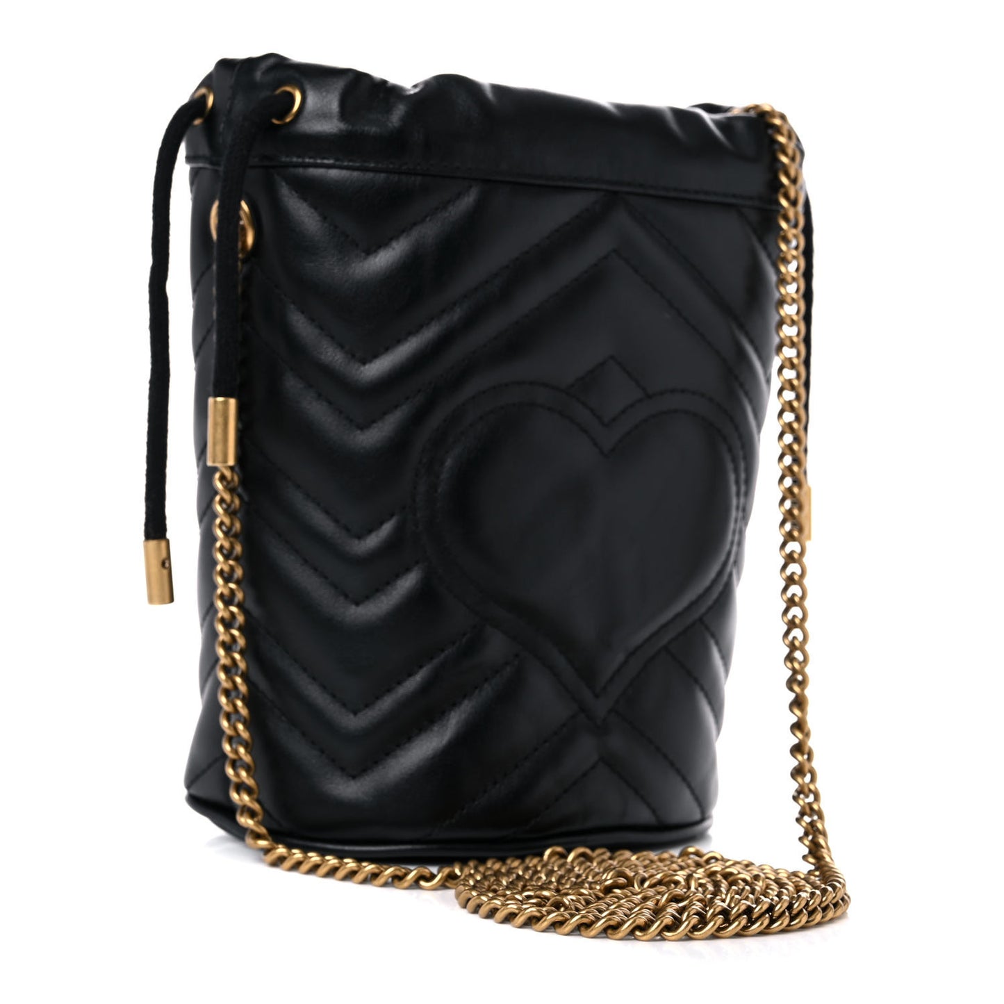 Calfskin Matelasse Mini GG Marmont 2.0 Bucket Bag Black