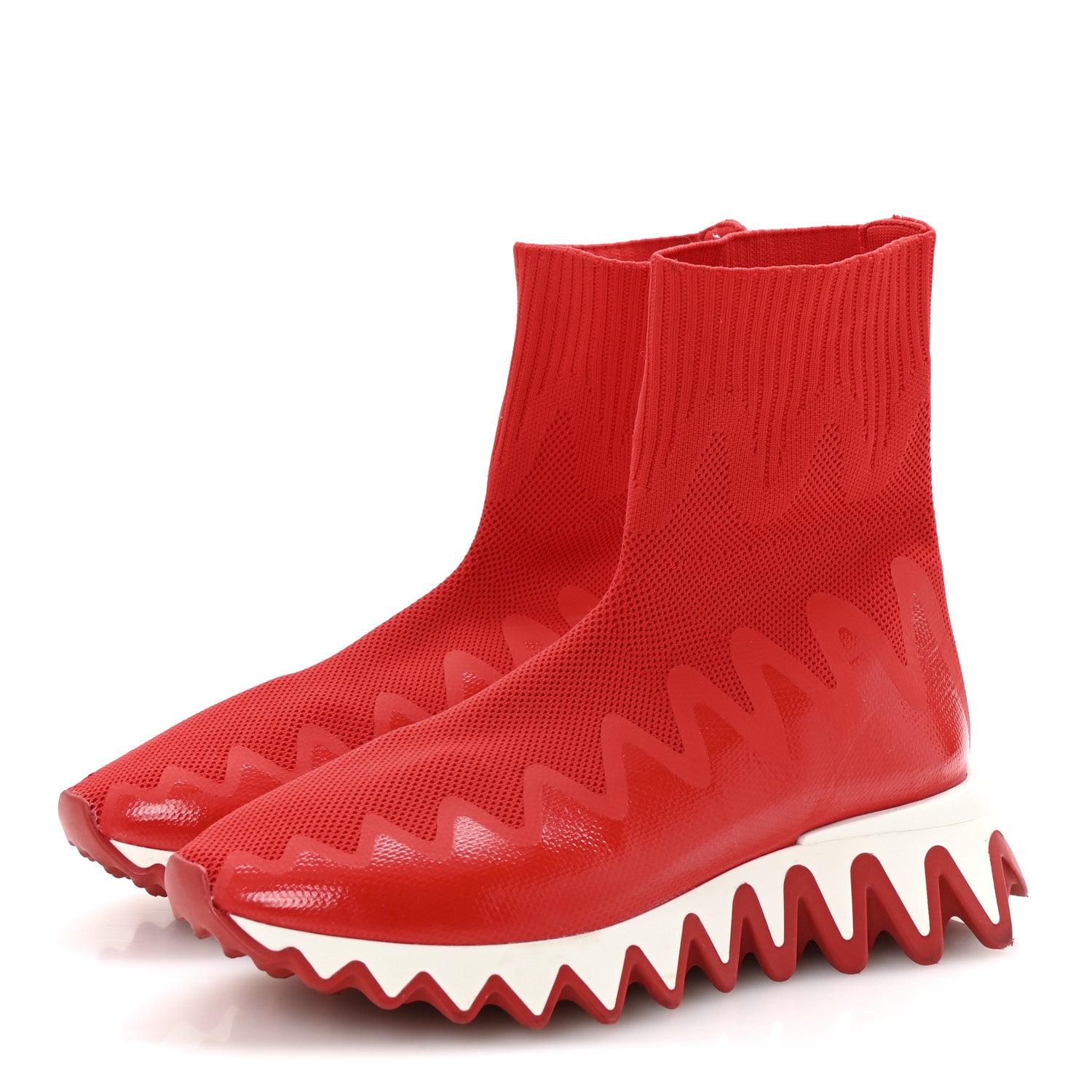 Christian Louboutin Knit Mesh Sharky Sock Sneakers 36 Red 8 of 20