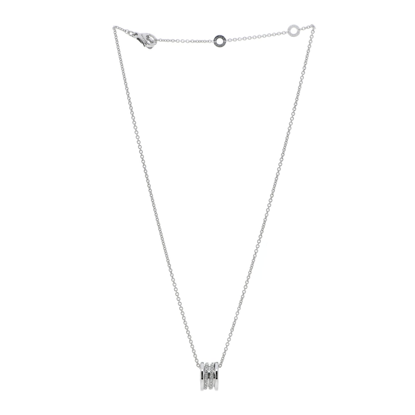 18K White Gold Diamond B.Zero1 Pave Pendant Necklace