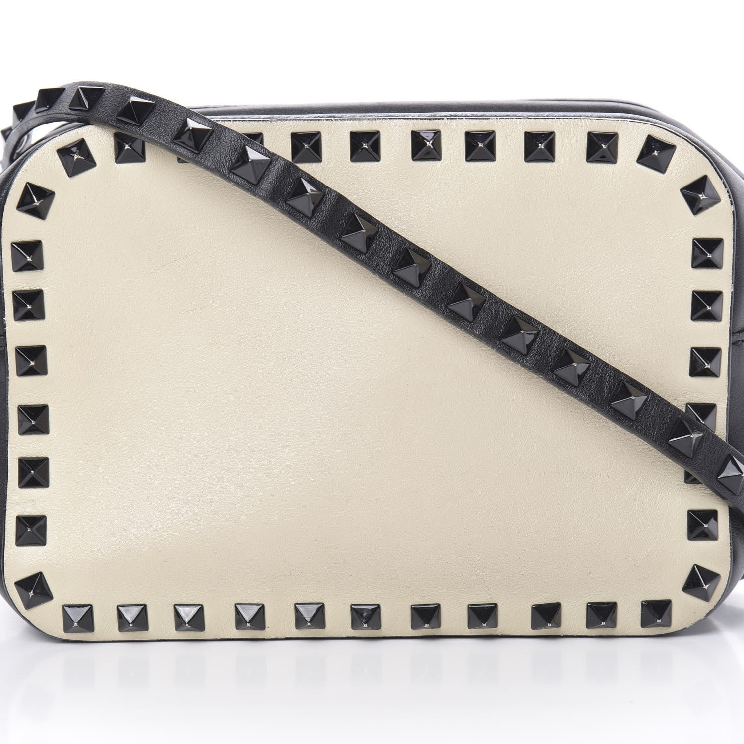 Valentino Garavani Calfskin Rockstud Camera Crossbody Bag Ivory Black 7 of 16