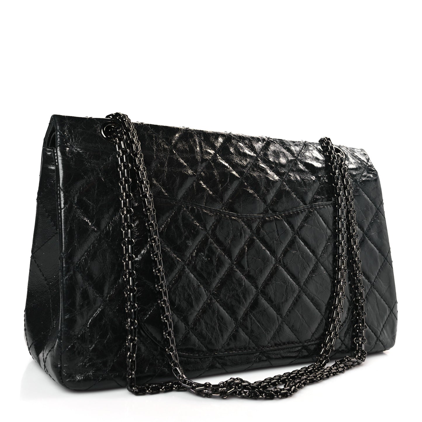 Glazed Aged Calfskin Quilted 2.55 Reissue 227 Flap So Black