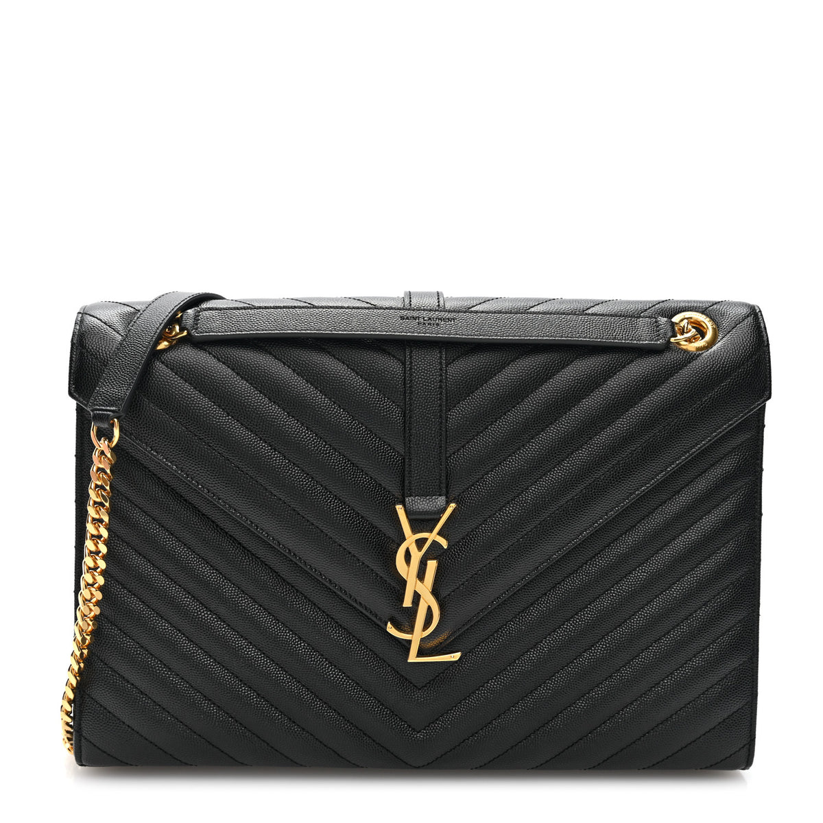 Grain De Poudre Matelasse Chevron Large Monogram Satchel Black