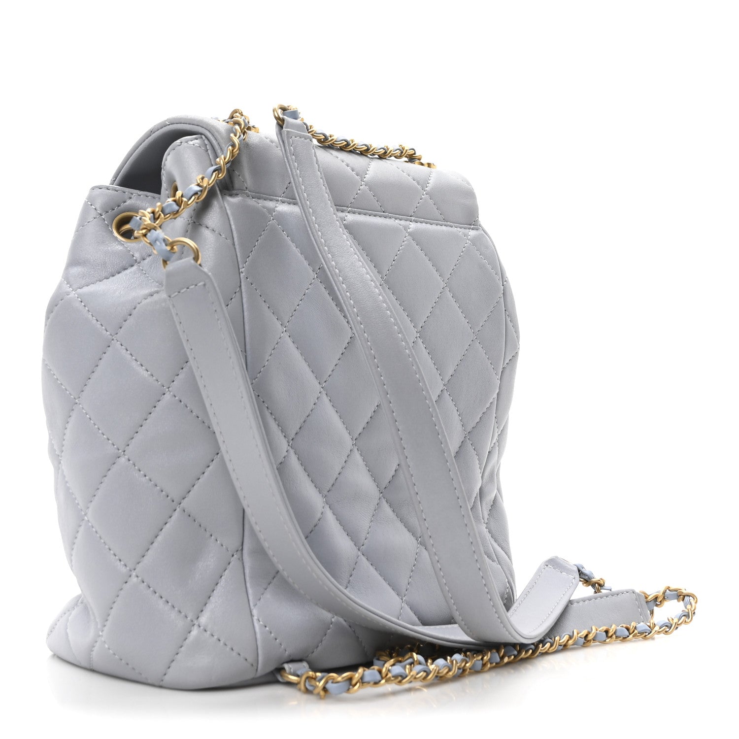 Chanel Lambskin Quilted Braided CC Backpack Light Grey 3 of 10