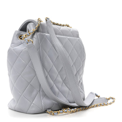 Chanel Lambskin Quilted Braided CC Backpack Light Grey 3 of 10