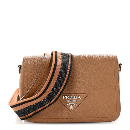Prada Vitello Daino Soft Flap Crossbody Caramel 1 of 10