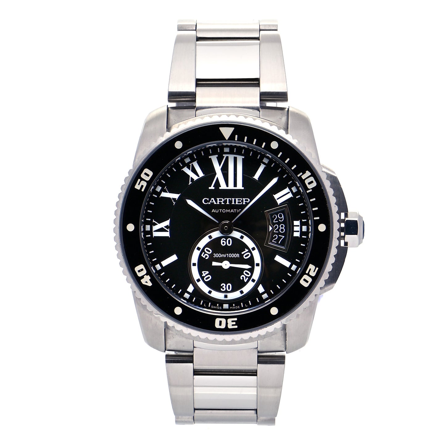 Stainless Steel 42mm Calibre de Cartier Diver Automatic Watch Black