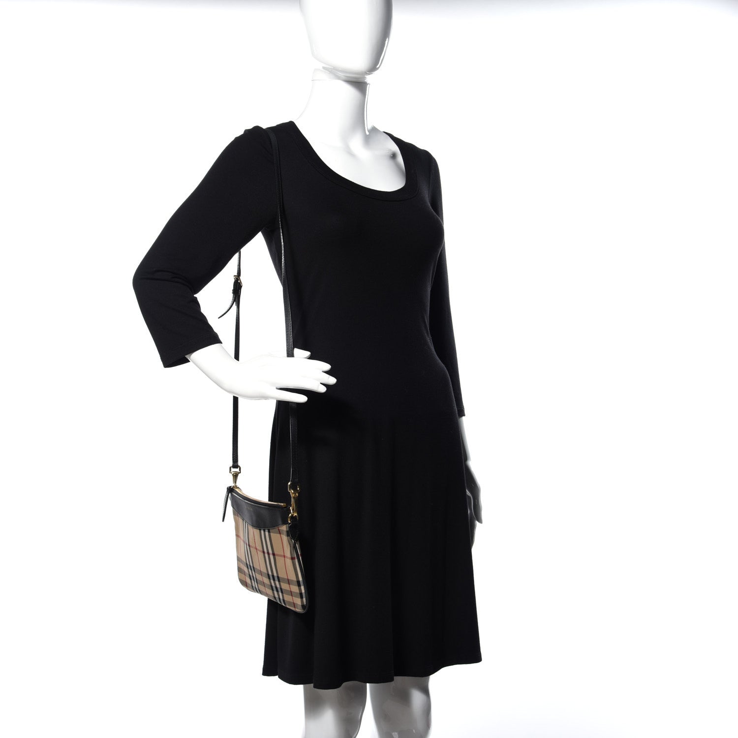 Burberry Horseferry Check Peyton Crossbody Clutch Bag Black 2 of 10