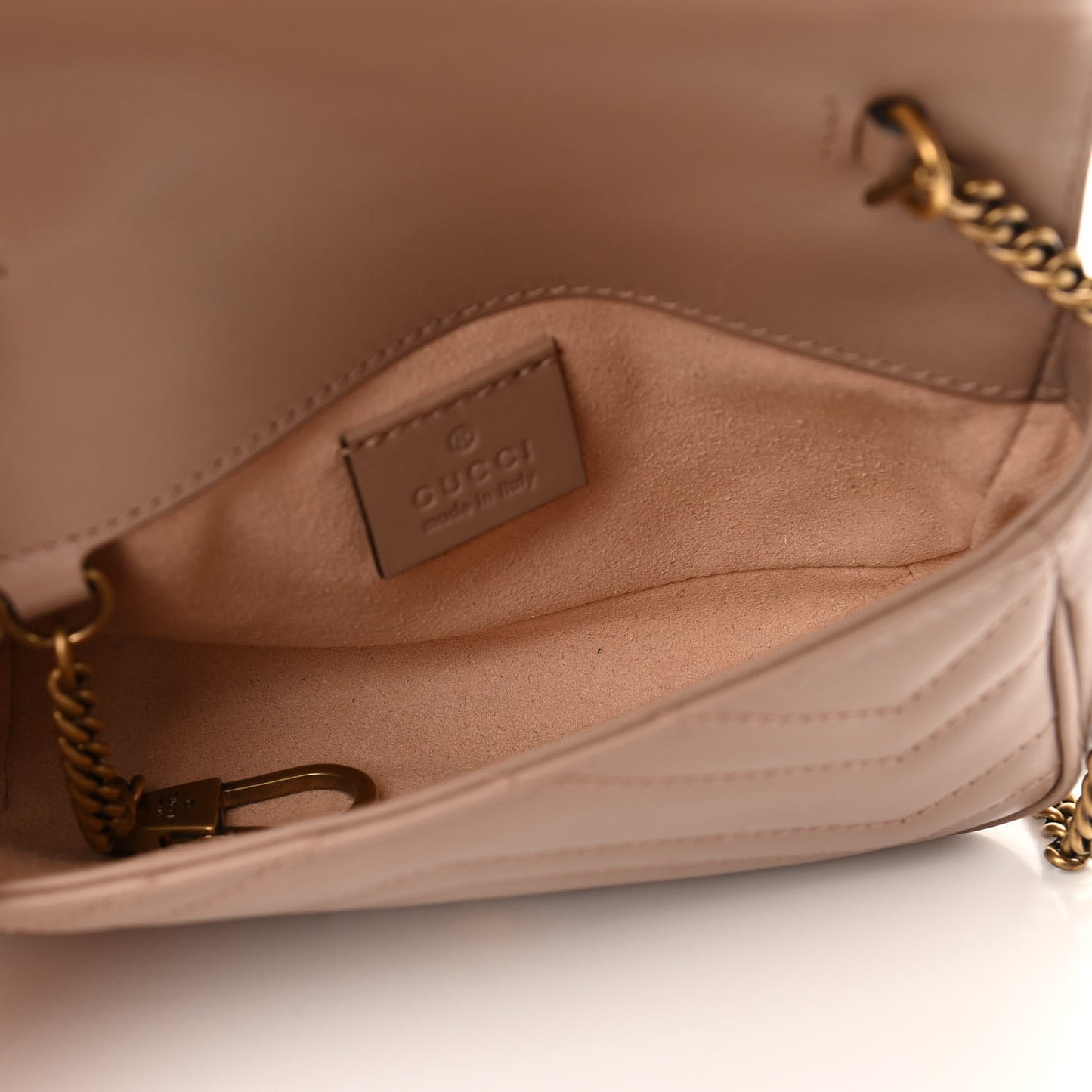 Calfskin Matelasse Super Mini GG Marmont Shoulder Bag Porcelain Rose