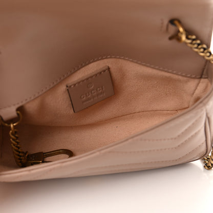 Gucci Calfskin Matelasse Super Mini GG Marmont Shoulder Bag Porcelain Rose 5 of 10