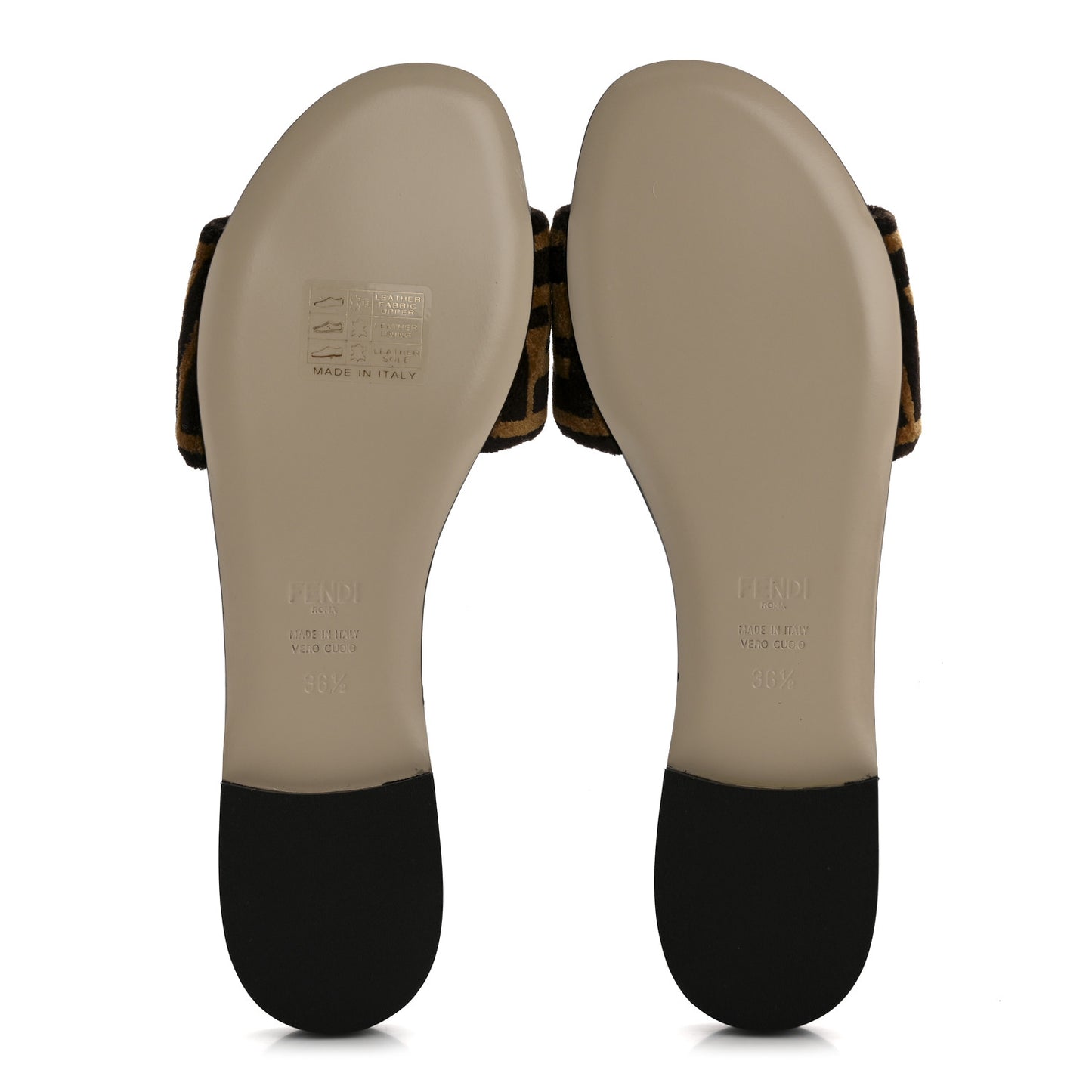 Velvet FF Flat Slide Sandals 36.5 Tobacco
