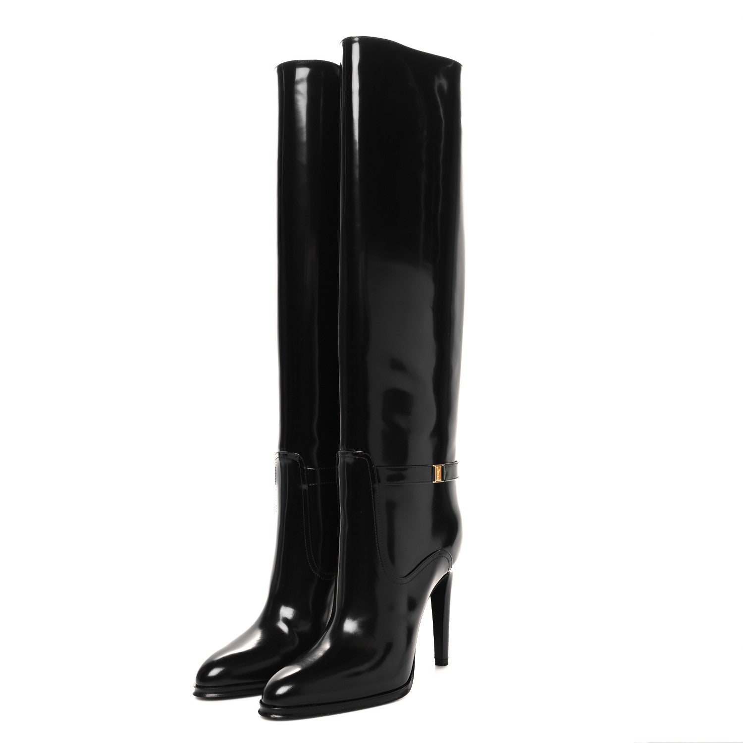 Saint Laurent Patent Calfskin Diane 100 Boots 39 Black 3 of 8