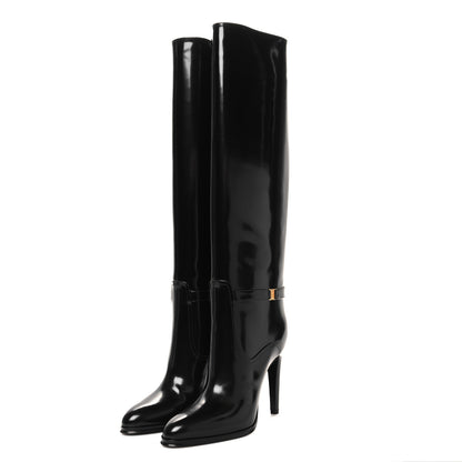 Saint Laurent Patent Calfskin Diane 100 Boots 39 Black 3 of 8