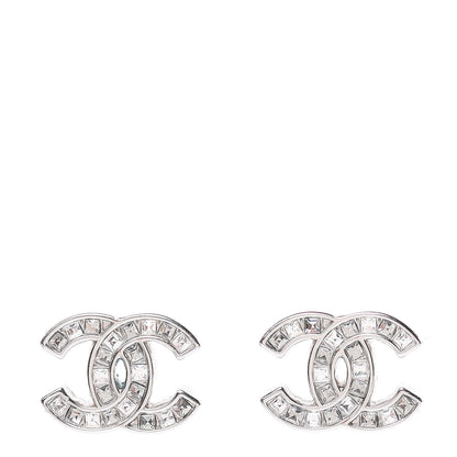 Chanel Baguette Crystal CC Earrings Silver 1 of 5