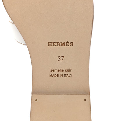 Hermes Box Calfskin Oran Sandals 37 White 6 of 9