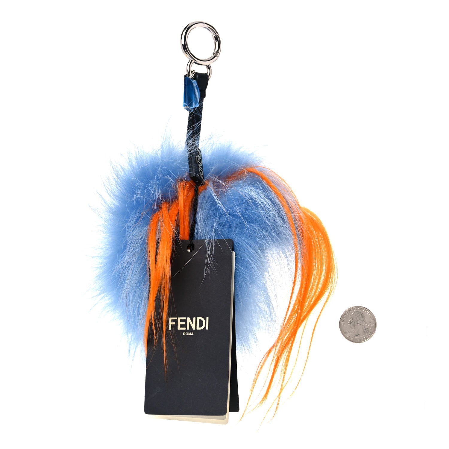 Fendi Fox Rabbit Goat Mink Fur Vitello Flamingo Dawny Monster Bag Bug Charm Azzurro Sky Orange Multicolor 2 of 6