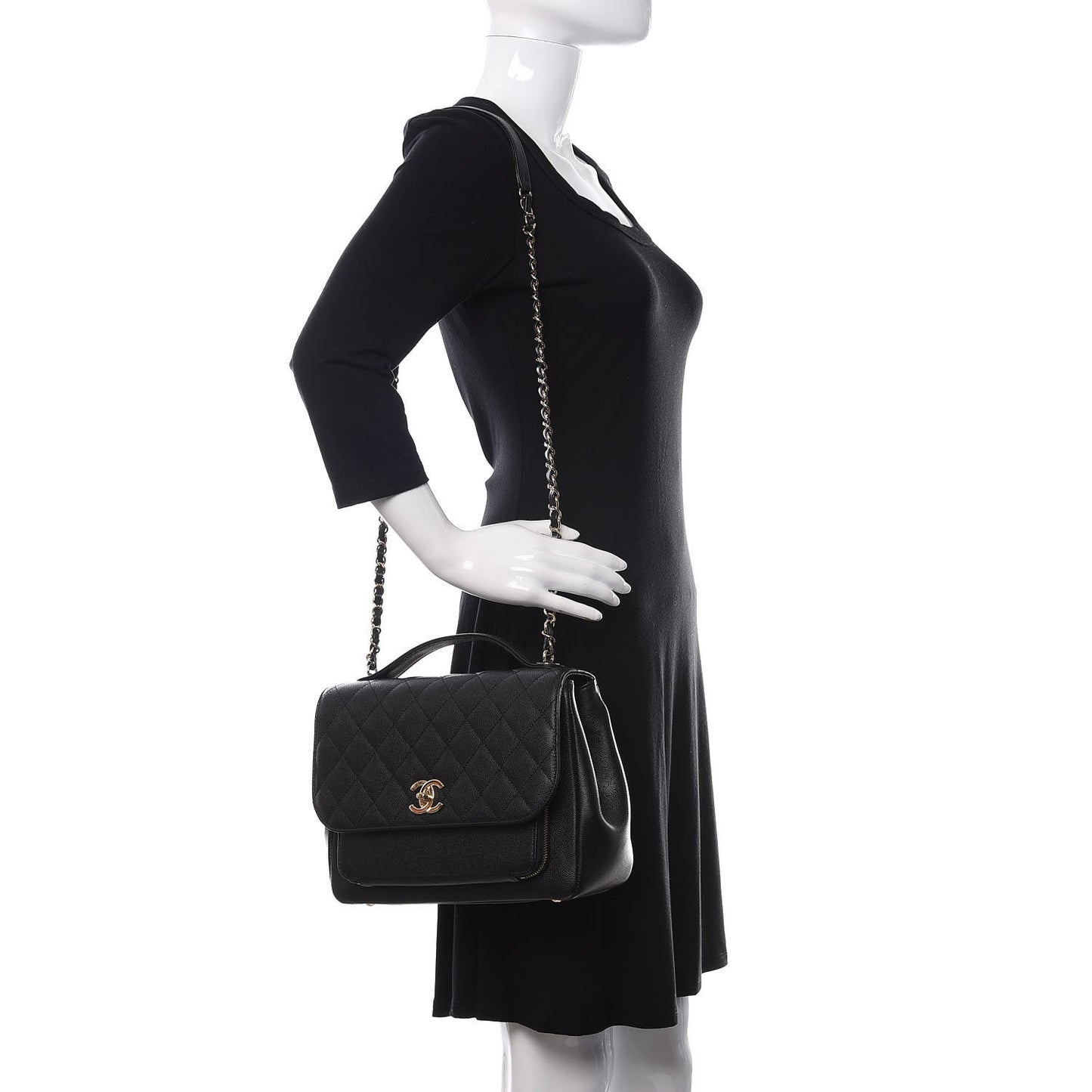 Caviar Quilted Large Business Affinity Flap Black