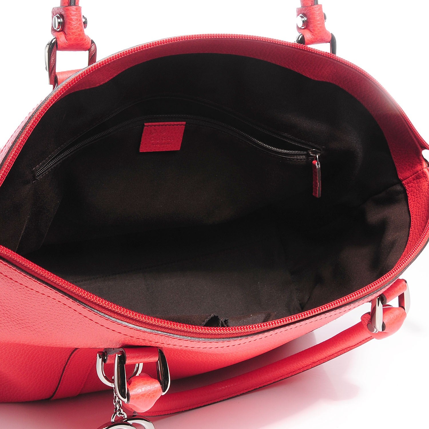 Gucci Dollar Calfskin Medium GG Charm Dome Satchel Sporting Red 5 of 7