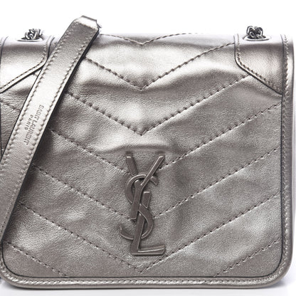 Saint Laurent Metallic Calfskin Matelasse Monogram Niki Chain Wallet Platinum 9 of 9