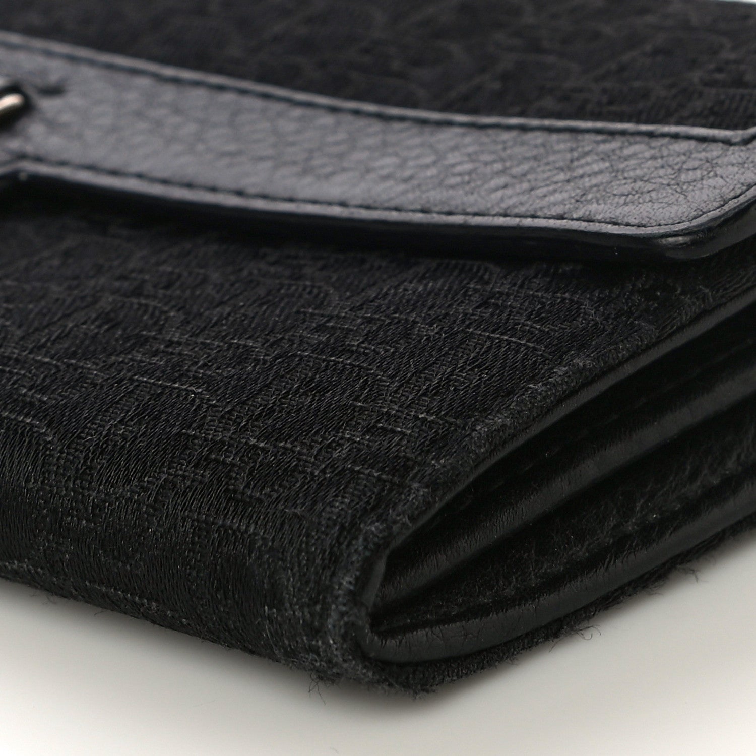 Christian Dior Monogram Flap Wallet Black 10 of 17
