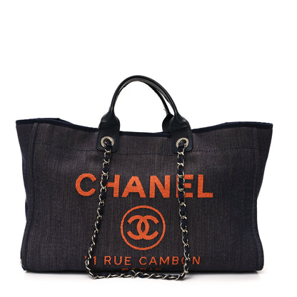 Chanel Denim Large Deauville Tote Blue Orange 1 of 13