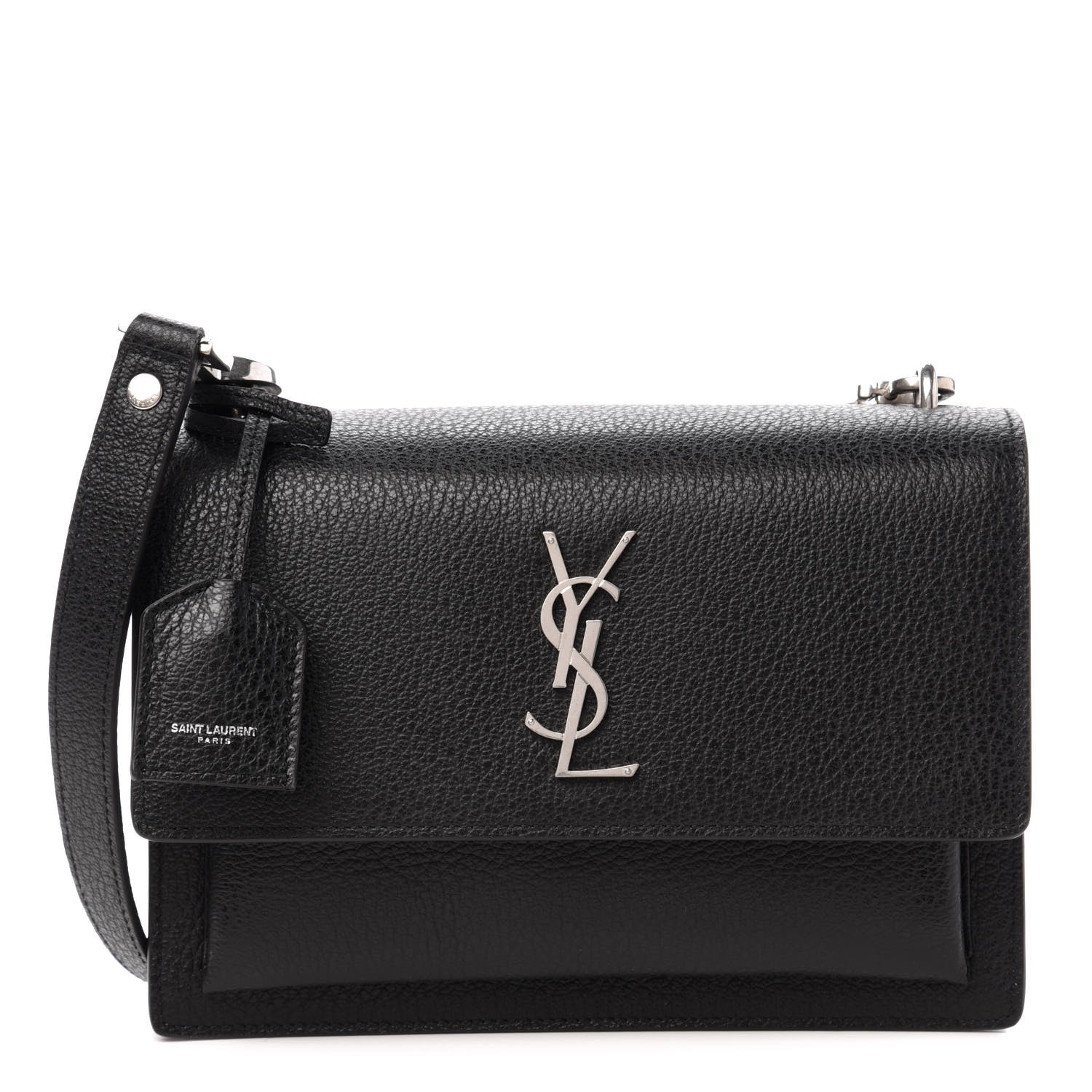 Saint Laurent Grained Calfskin Medium Monogram Sunset Satchel Black 1 of 10