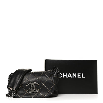 Chanel Lambskin Contrast Stitch Small Surpique Accordion Flap Black 13 of 13