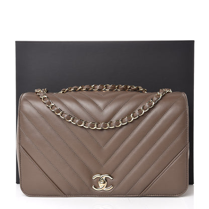 Chanel Calfskin Chevron Quilted Medium Statement Flap Khaki 11 of 11