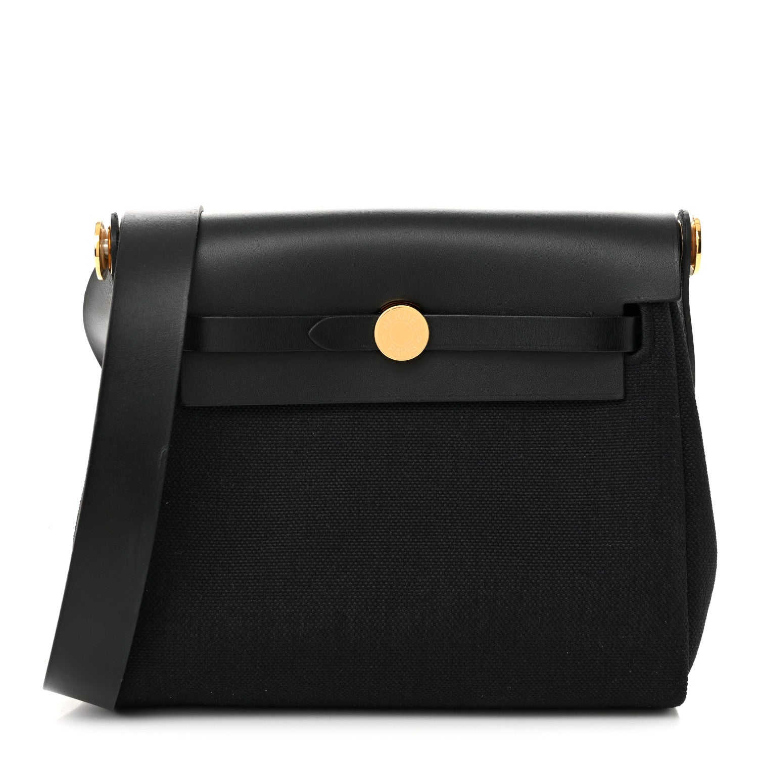 Hermes Military Toile Vache Hunter Herbag Zip Retourne 20 Black 1 of 11