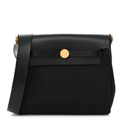 Hermes Military Toile Vache Hunter Herbag Zip Retourne 20 Black 1 of 11