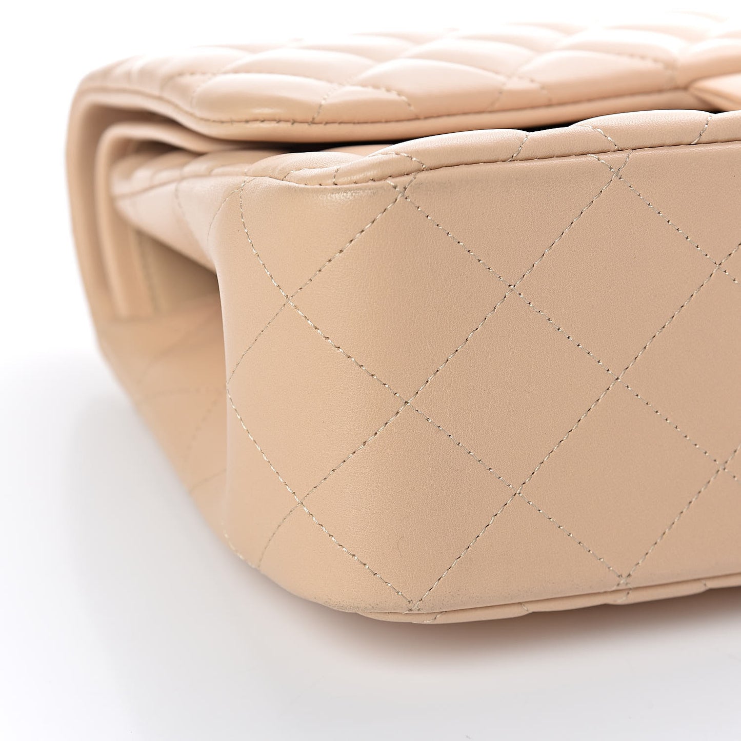 Lambskin Quilted Jumbo Double Flap Beige Clair