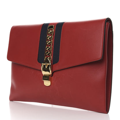 Gucci Calfskin Maxi Sylvie Clutch Red 11 of 12
