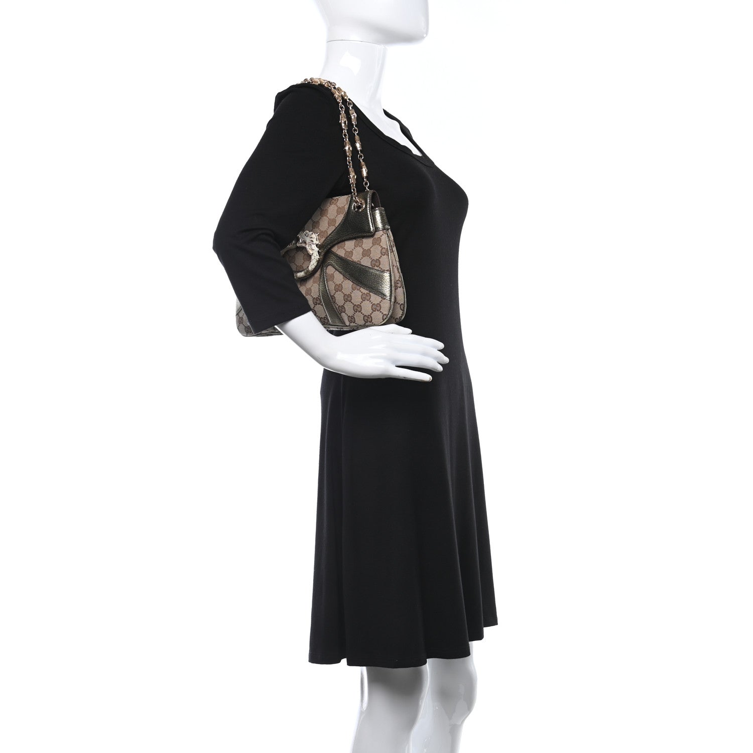 Gucci Monogram Tom Ford Jeweled Dragon Bag Gold 2 of 10