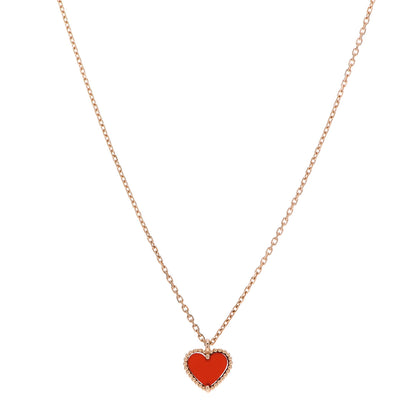 Van Cleef & Arpels 18K Rose Gold Carnelian Sweet Alhambra Heart Pendant Necklace 1 of 5