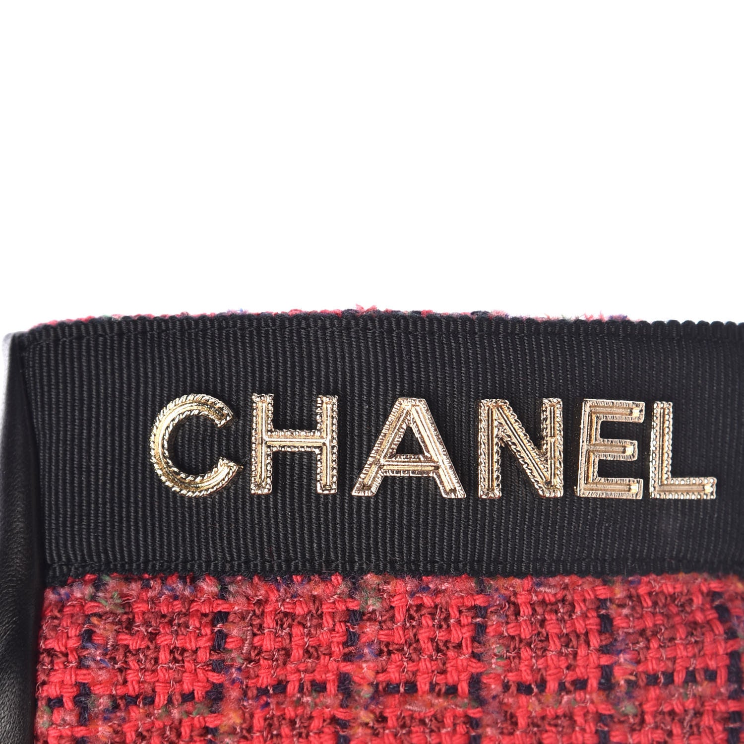 Chanel Lambskin Tweed Logo Fingerless Gloves 8 Pink 4 of 7