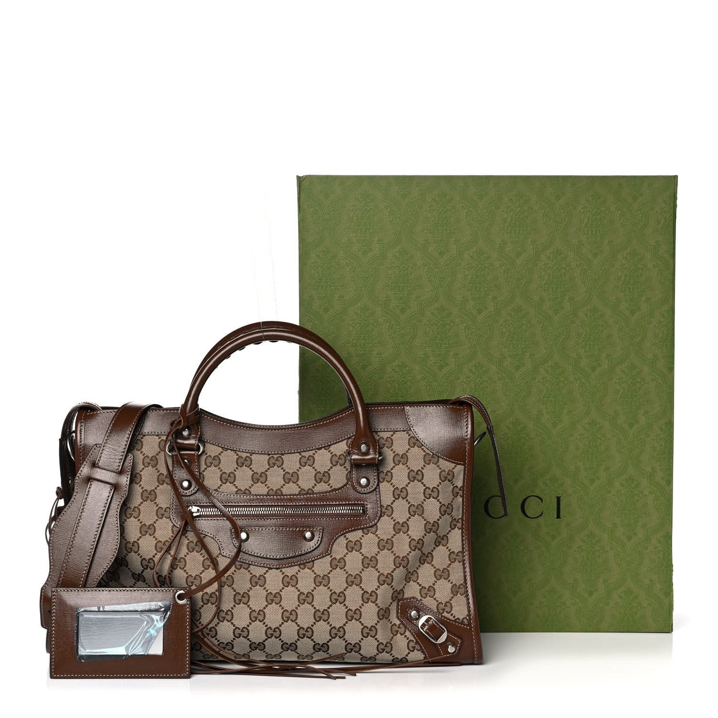 X GUCCI GG Monogram Azalea Calfskin Neo Classic Silver Hardware Medium City Beige Ebony Brown Sugar